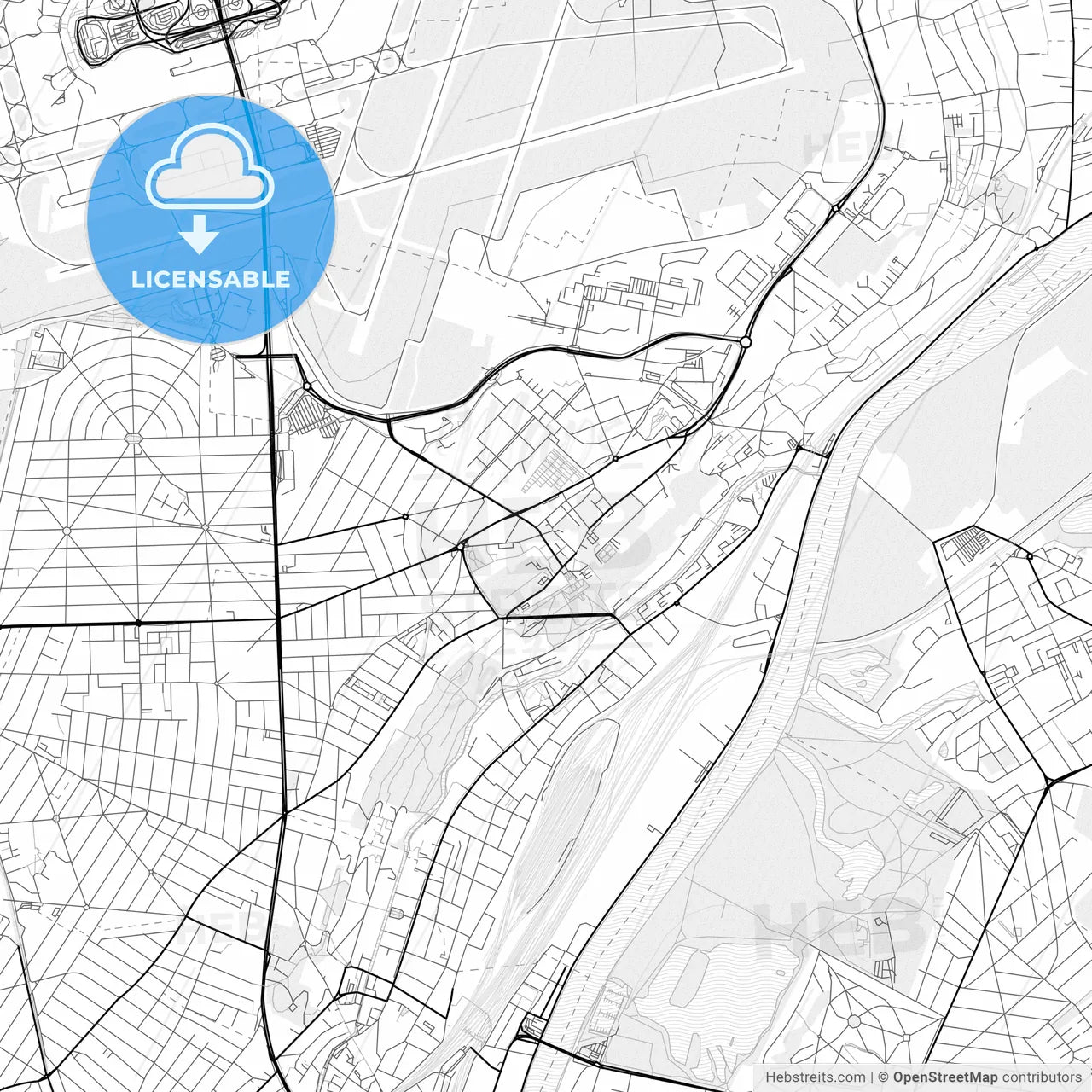 Vector PDF map of Athis-Mons, France