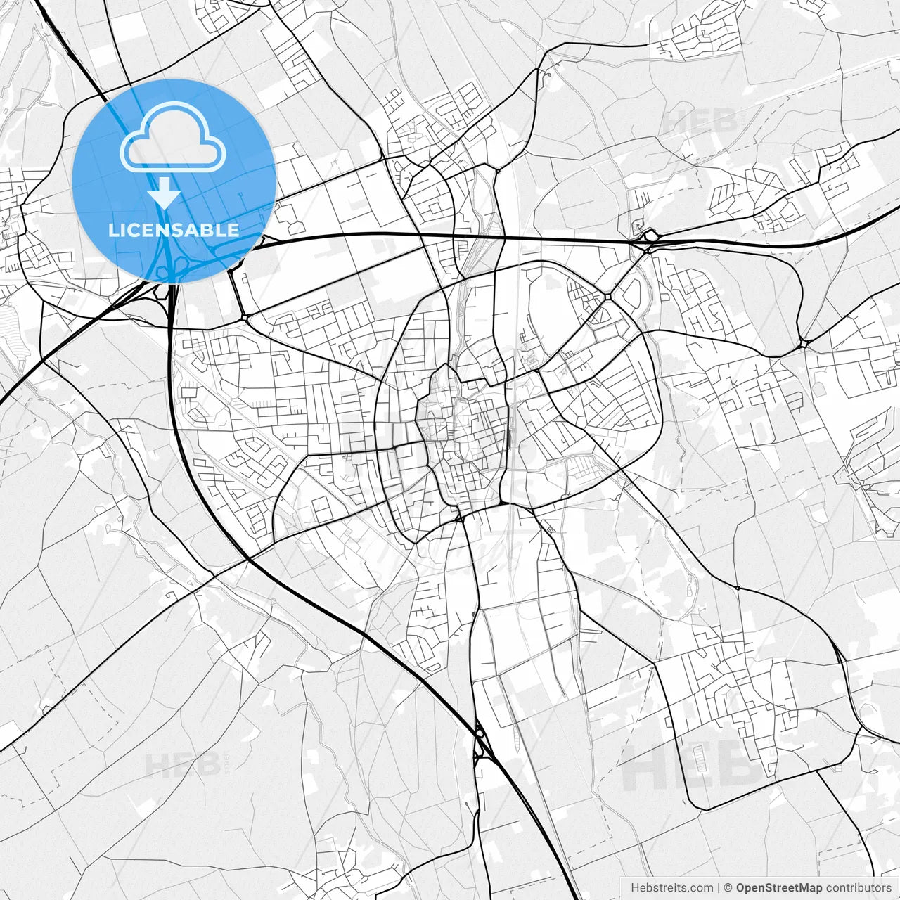 Vector PDF map of Memmingen, Germany