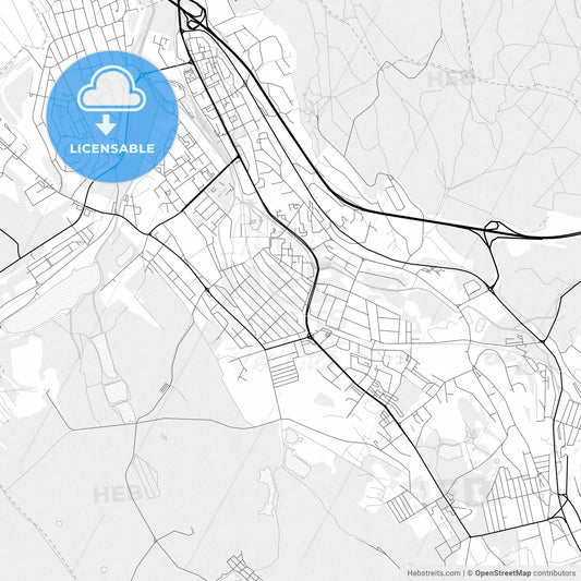 Vector PDF map of Tatabánya, Hungary