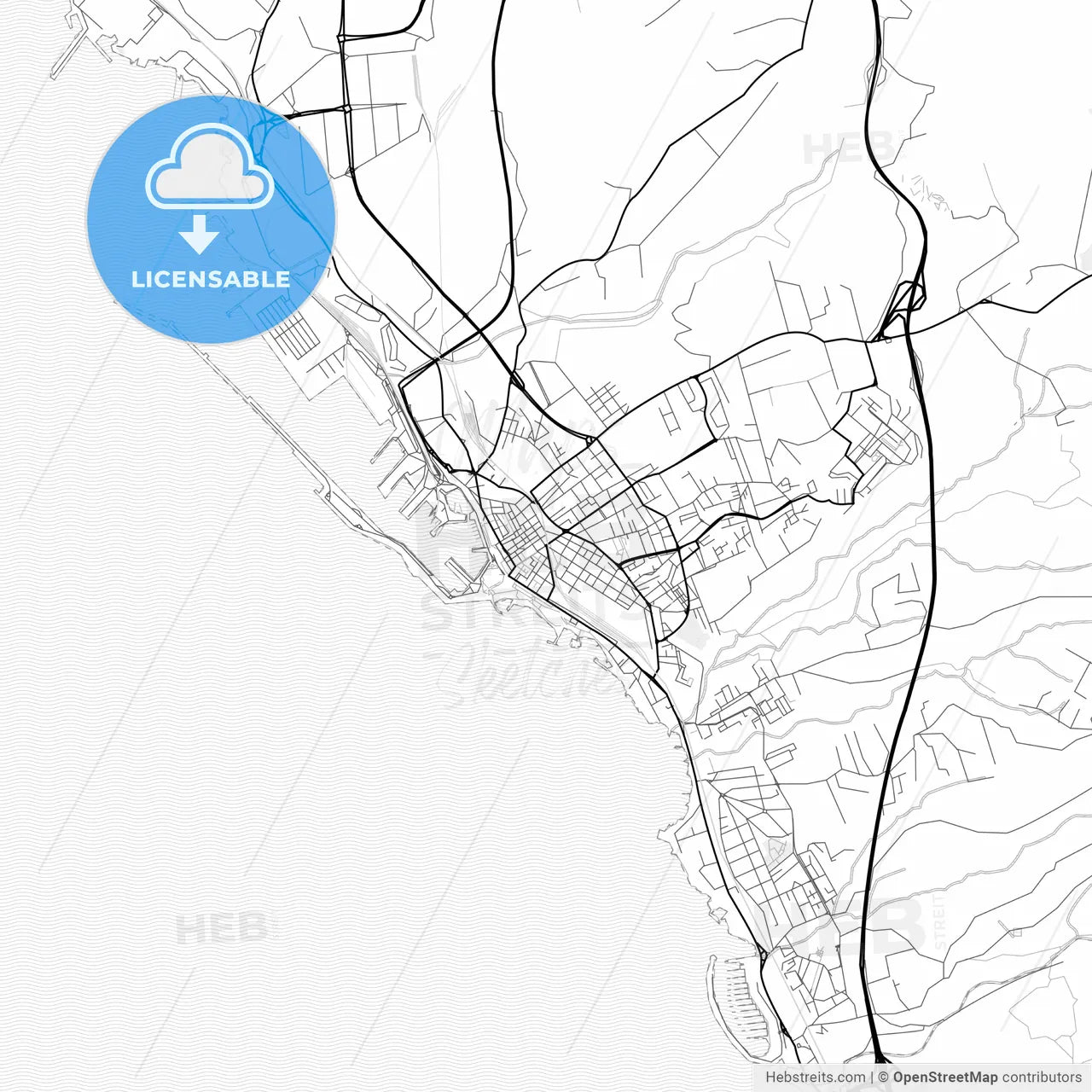 Vector PDF map of Civitavecchia, Italy