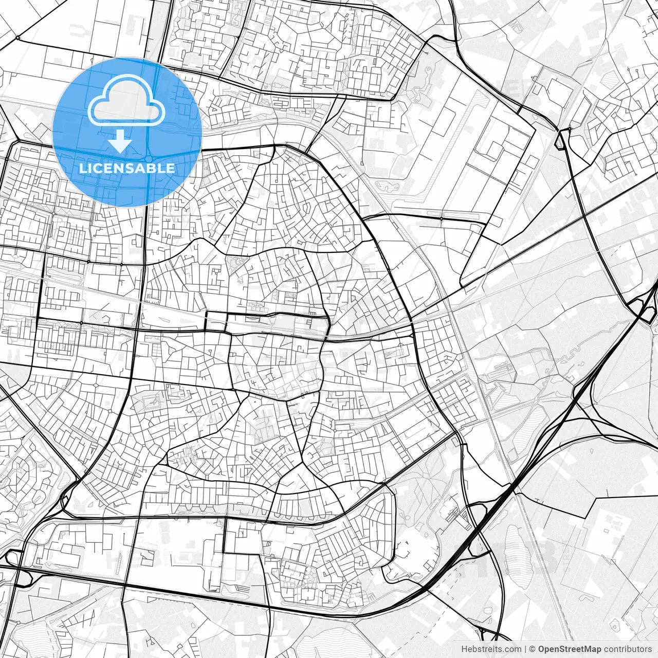 Vector PDF map of Tilburg, Netherlands