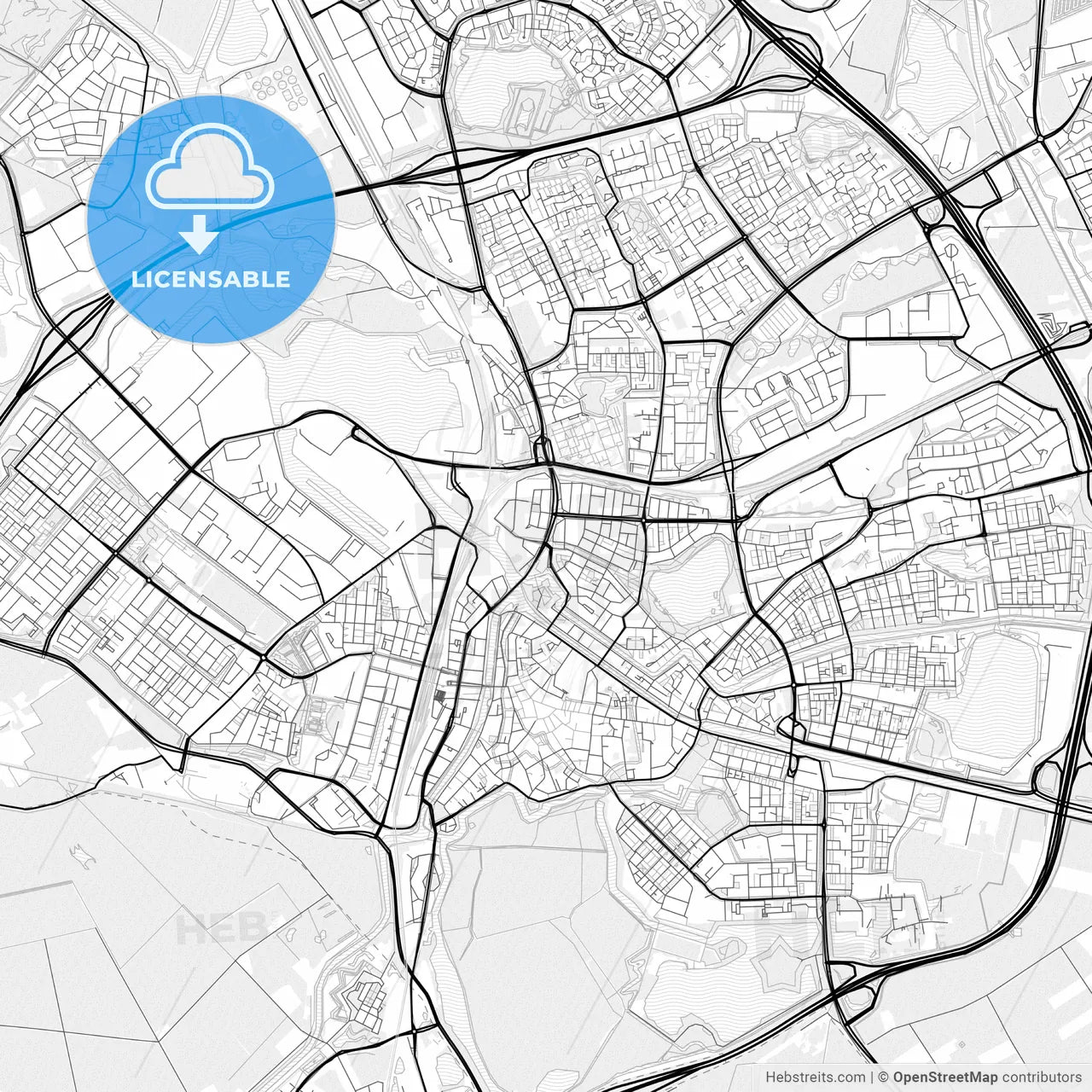 Vector PDF map of s-Hertogenbosch, Netherlands