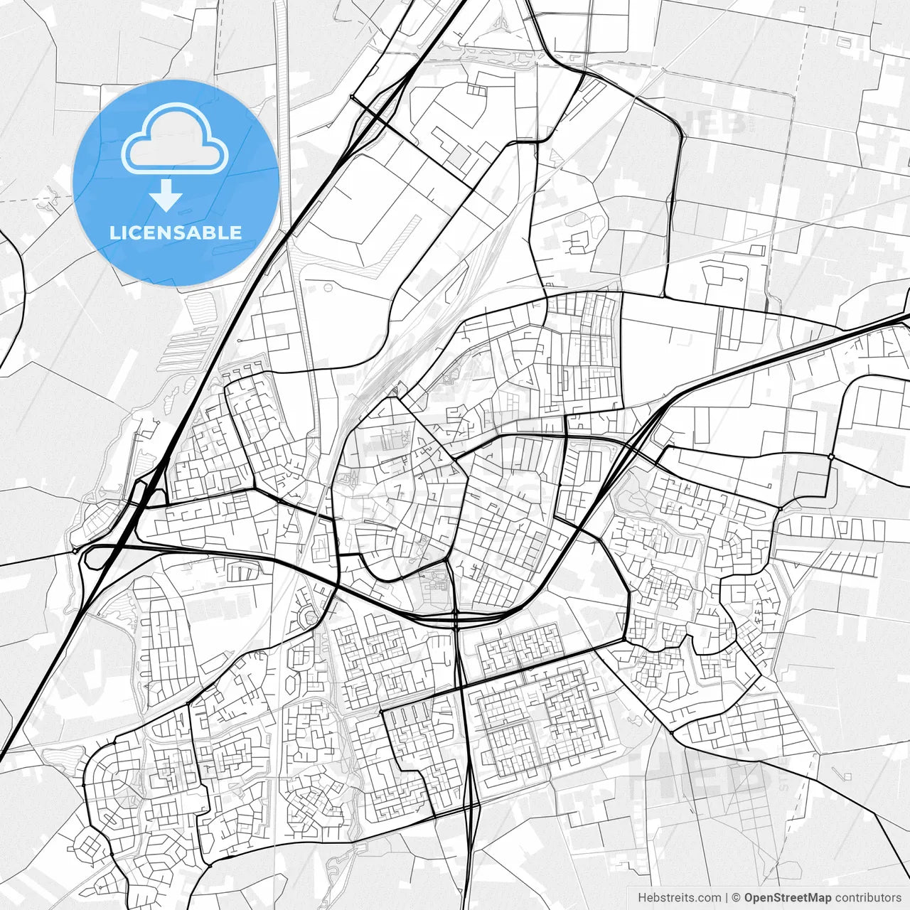 Vector PDF map of Roosendaal, Netherlands