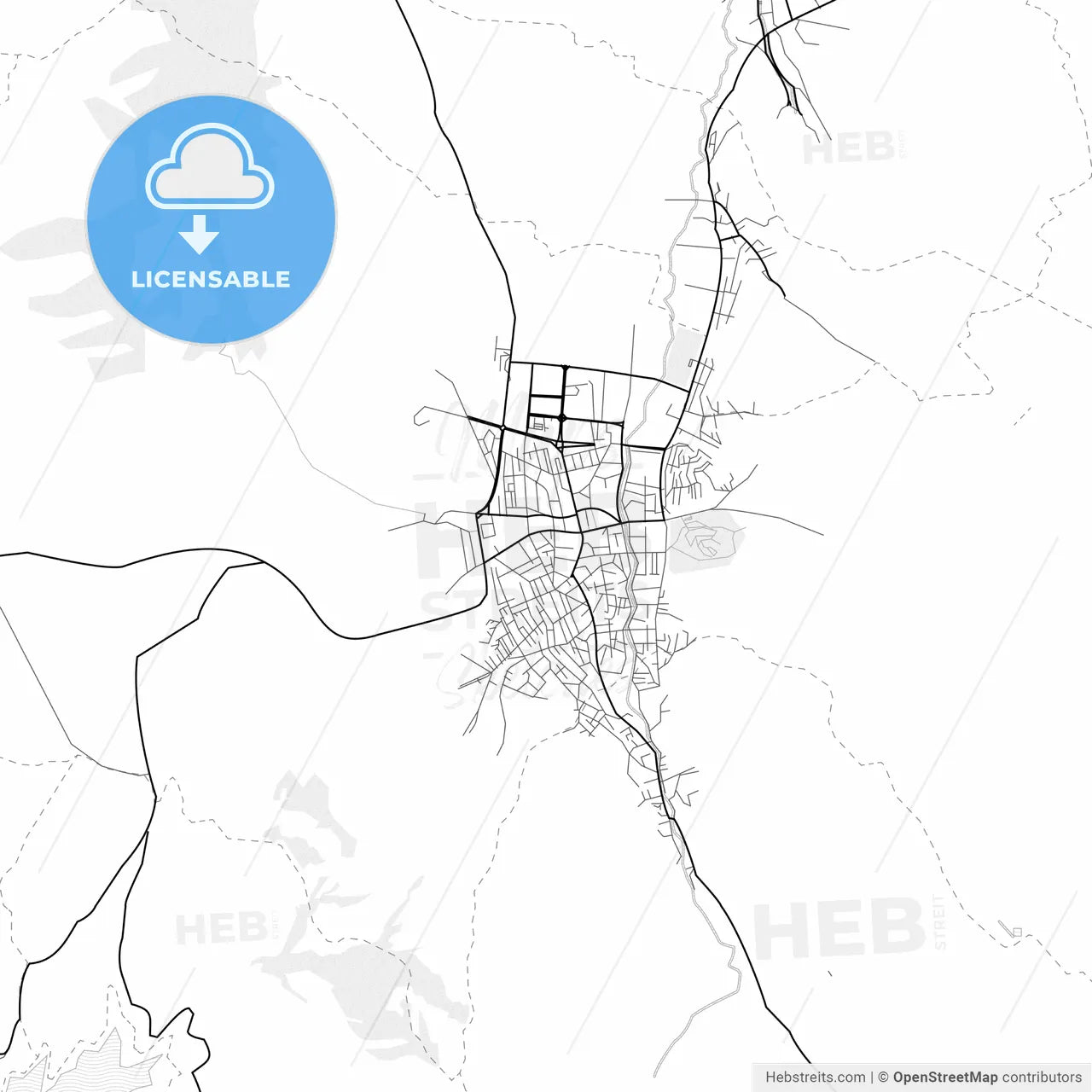 Vector PDF map of Kavadarci, North Macedonia