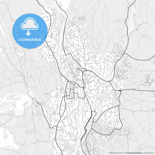 Vector PDF map of Kongsberg, Norway