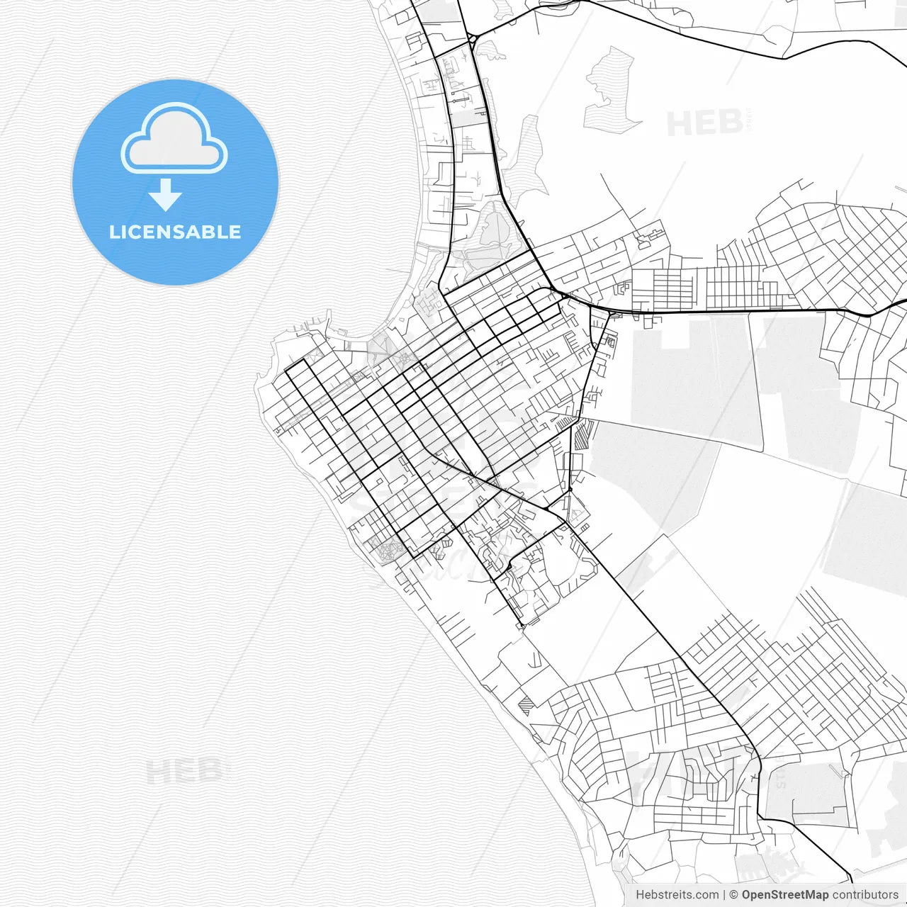 Vector PDF map of Anapa, Russia