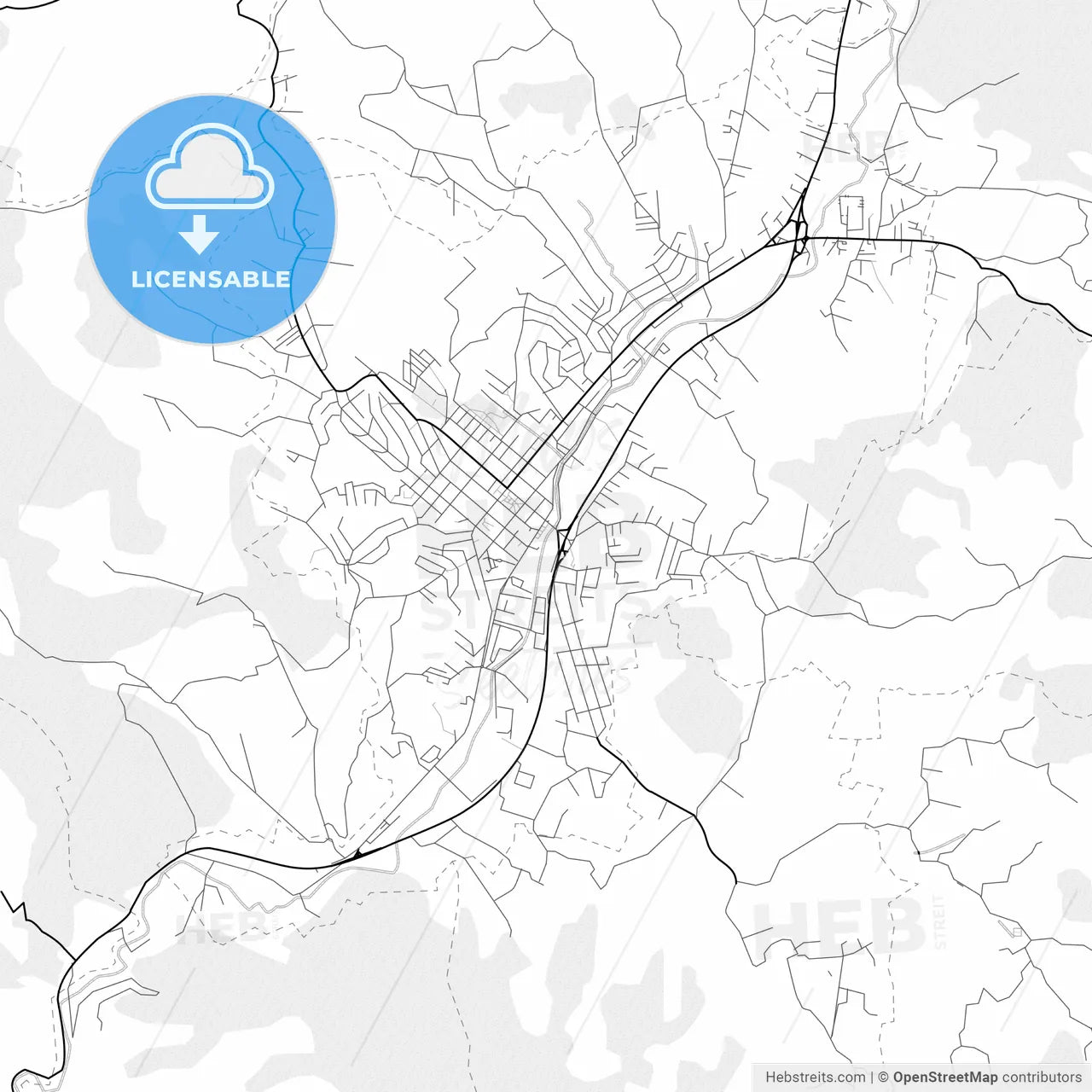 Vector PDF map of Gornji Milanovac, Serbia