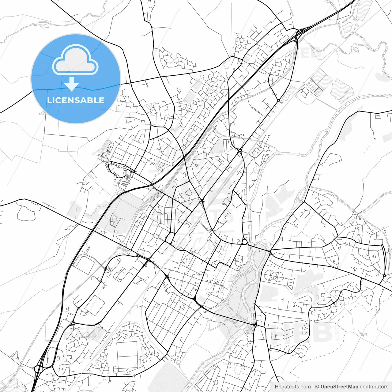 Vector PDF map of Burton-upon-Trent, England