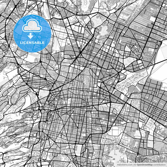 Vector PDF map of Mexico City, Mexico