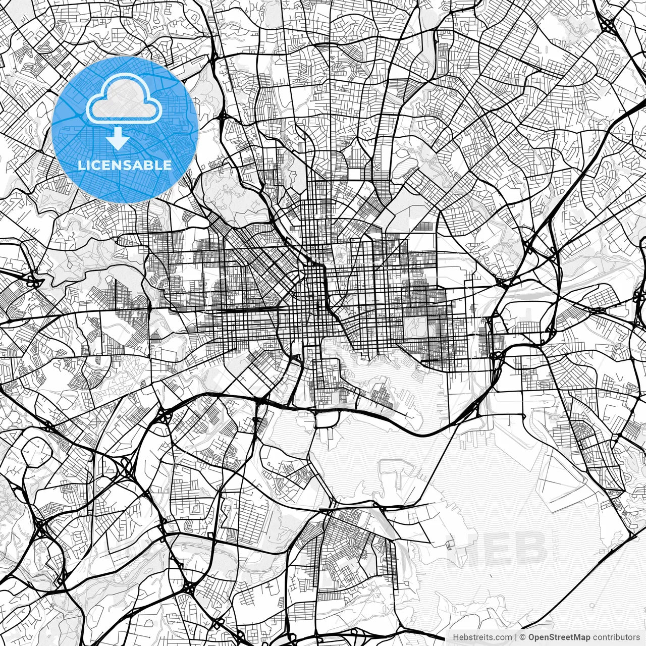 Vector PDF map of Baltimore, Maryland, United States