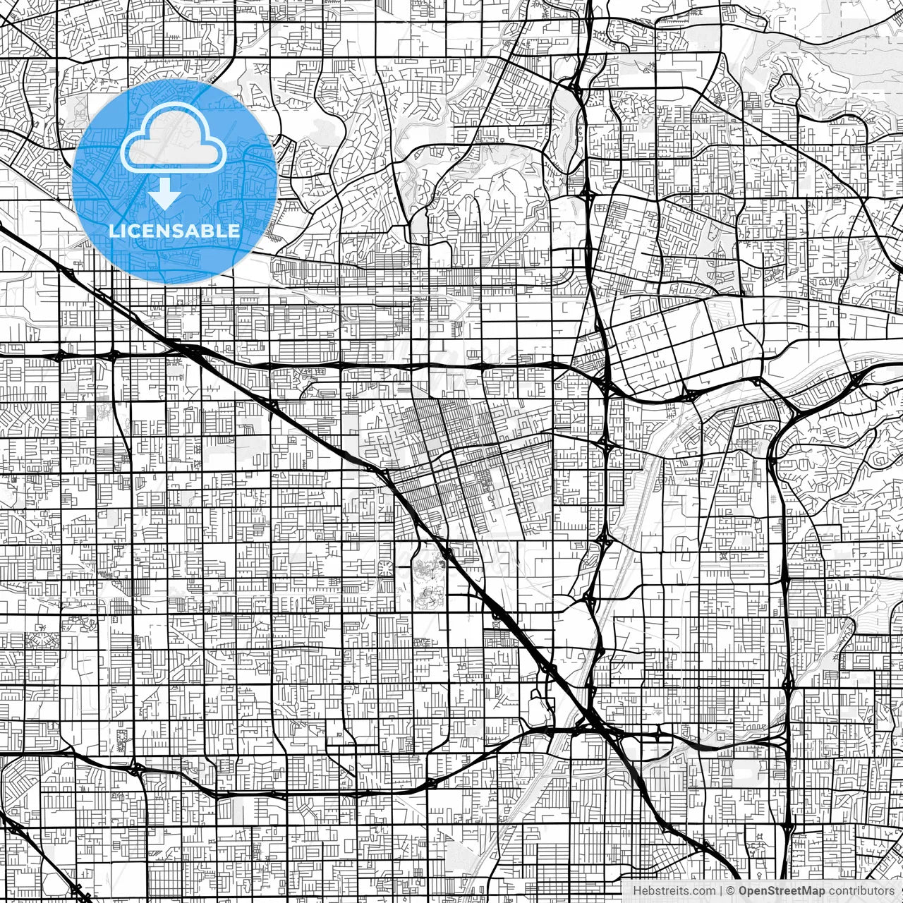 Vector PDF map of Anaheim, California, United States
