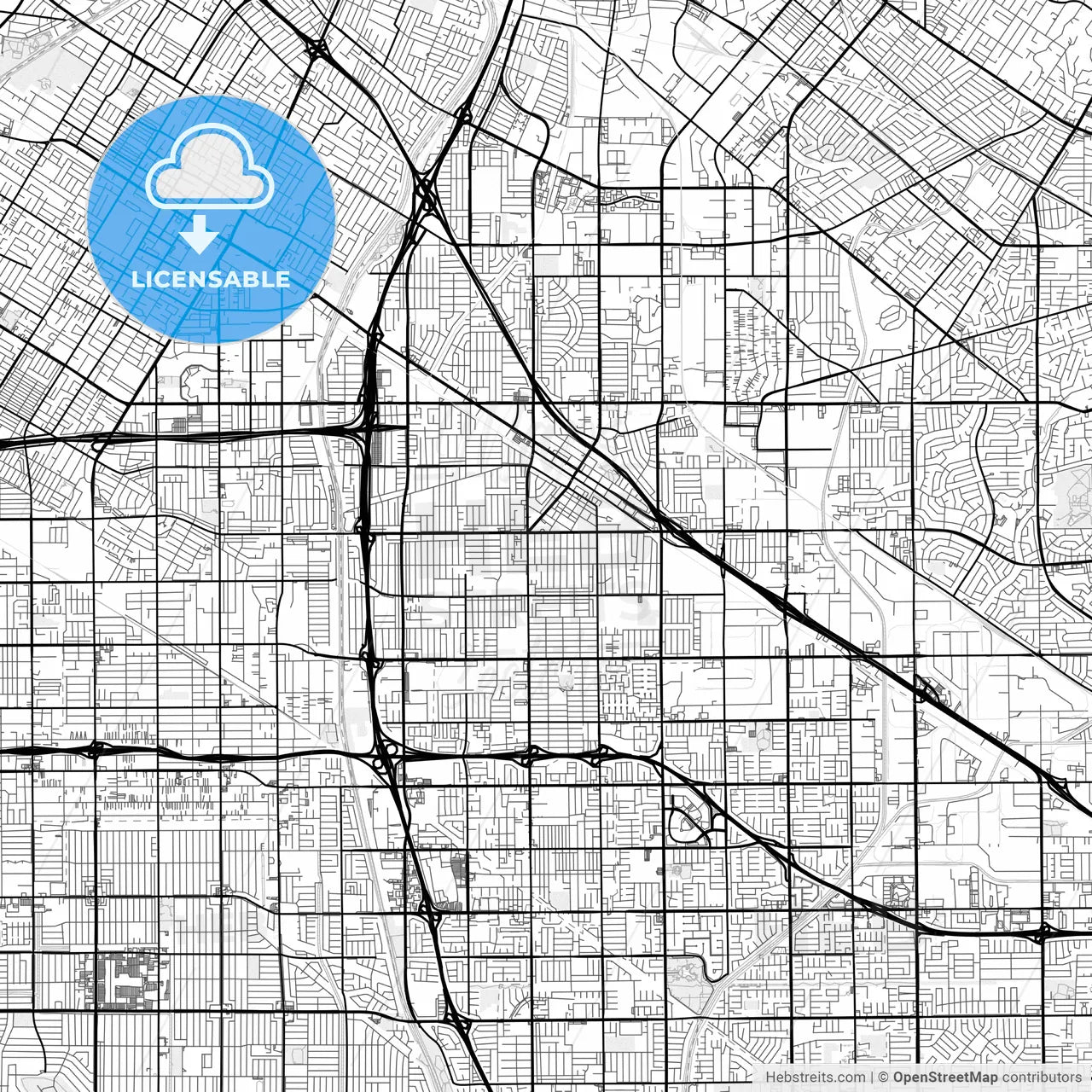 Vector PDF map of Norwalk, California, United States