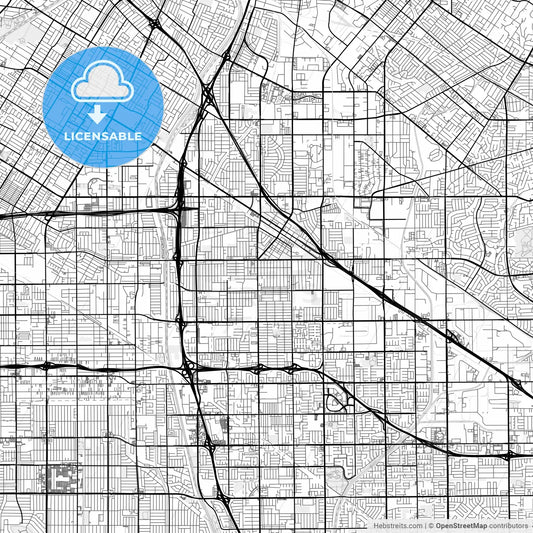 Vector PDF map of Norwalk, California, United States