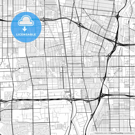 Vector PDF map of Compton, California, United States