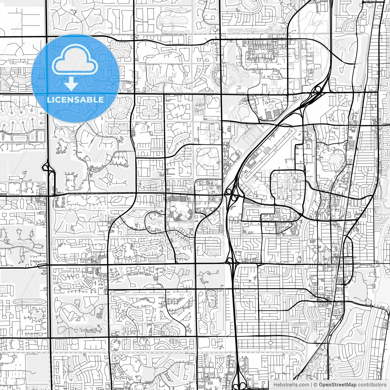 Vector PDF map of Boca Raton, Florida, United States