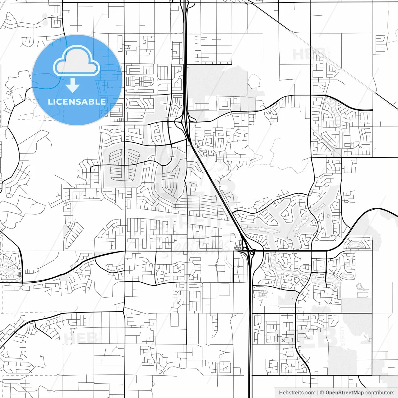 Vector PDF map of Menifee, California, United States