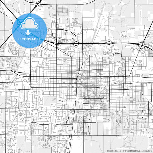Vector PDF map of Champaign, Illinois, United States