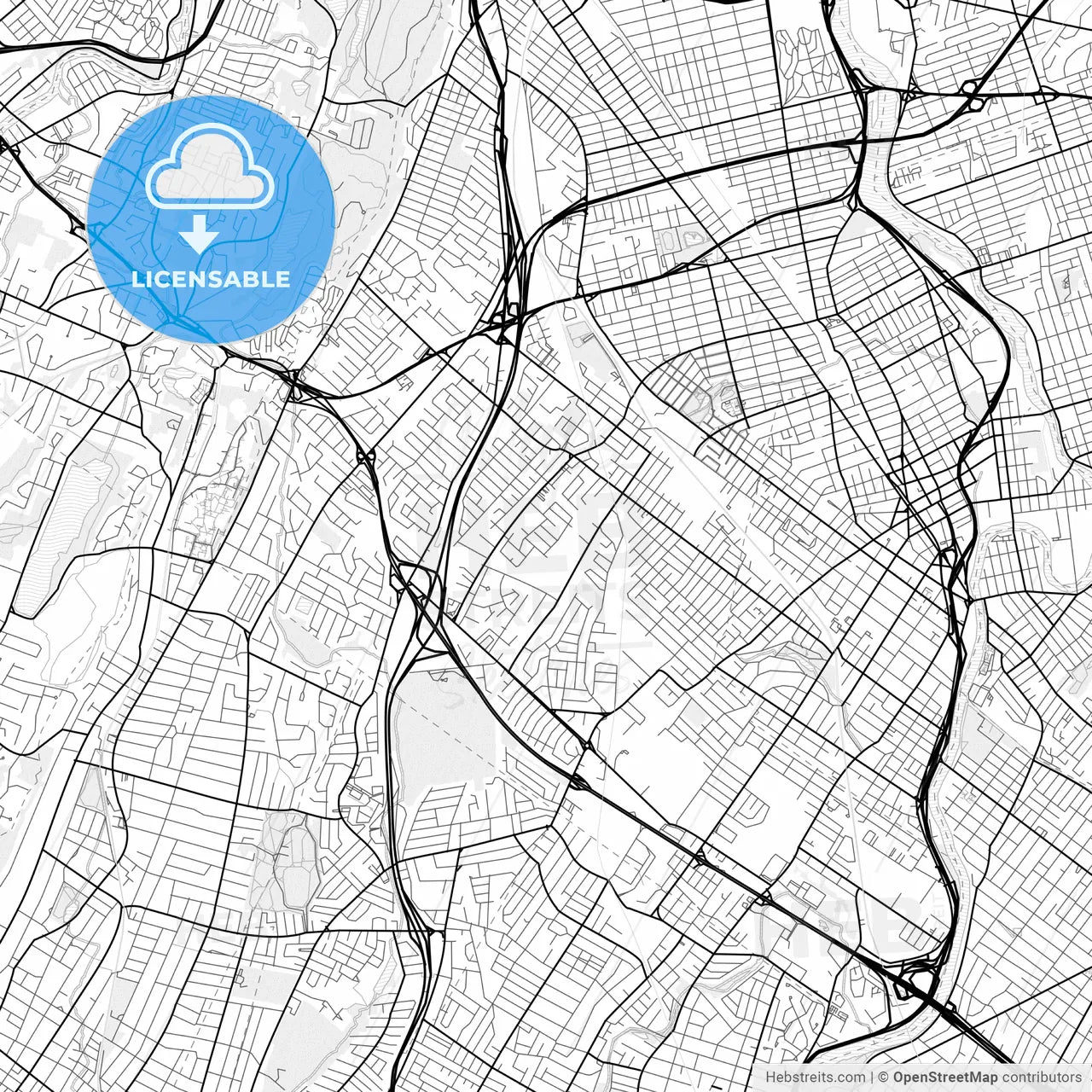 Vector PDF map of Clifton, New Jersey, United States