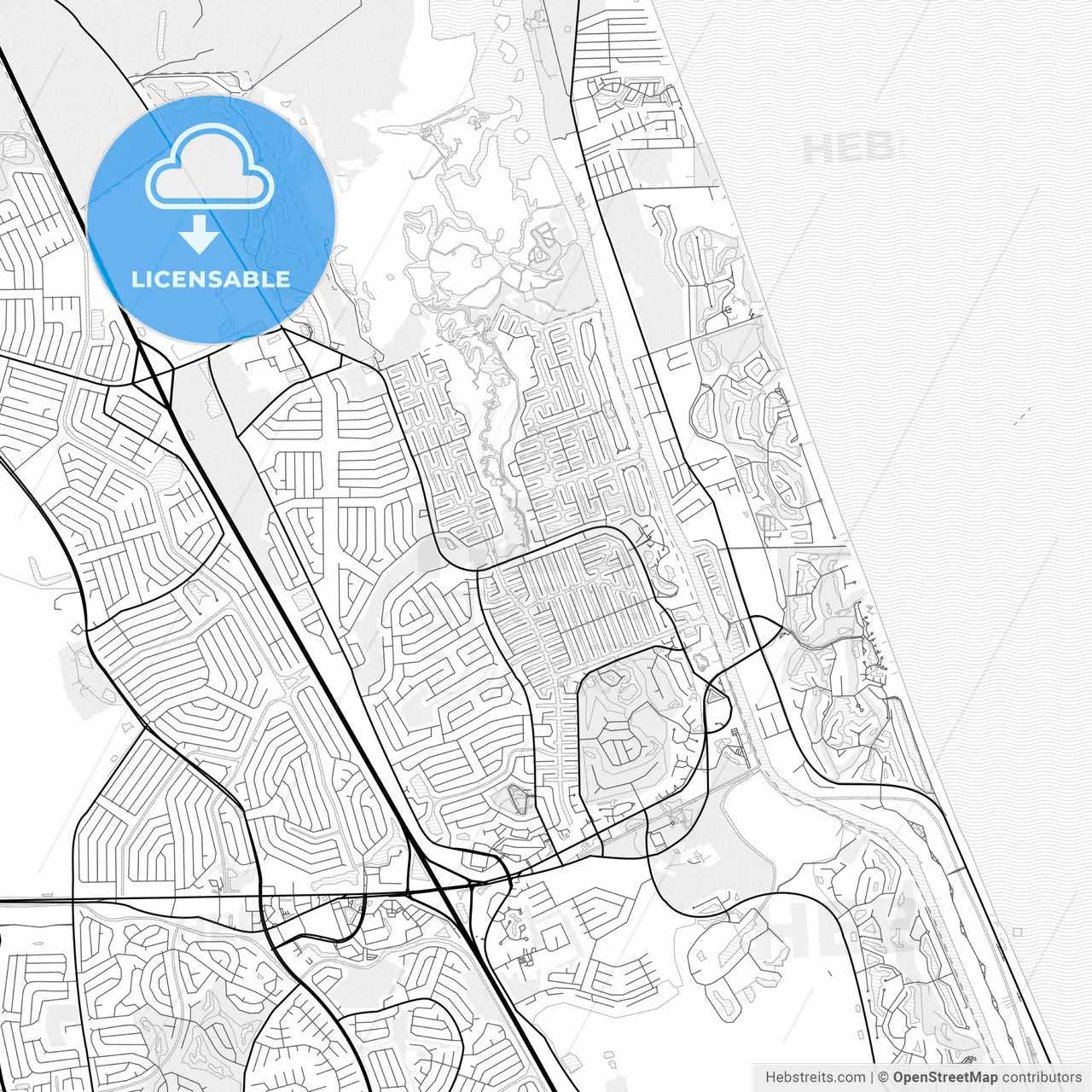 Vector PDF map of Palm Coast, Florida, United States
