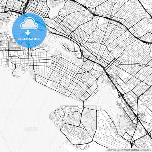 Vector PDF map of Alameda, California, United States
