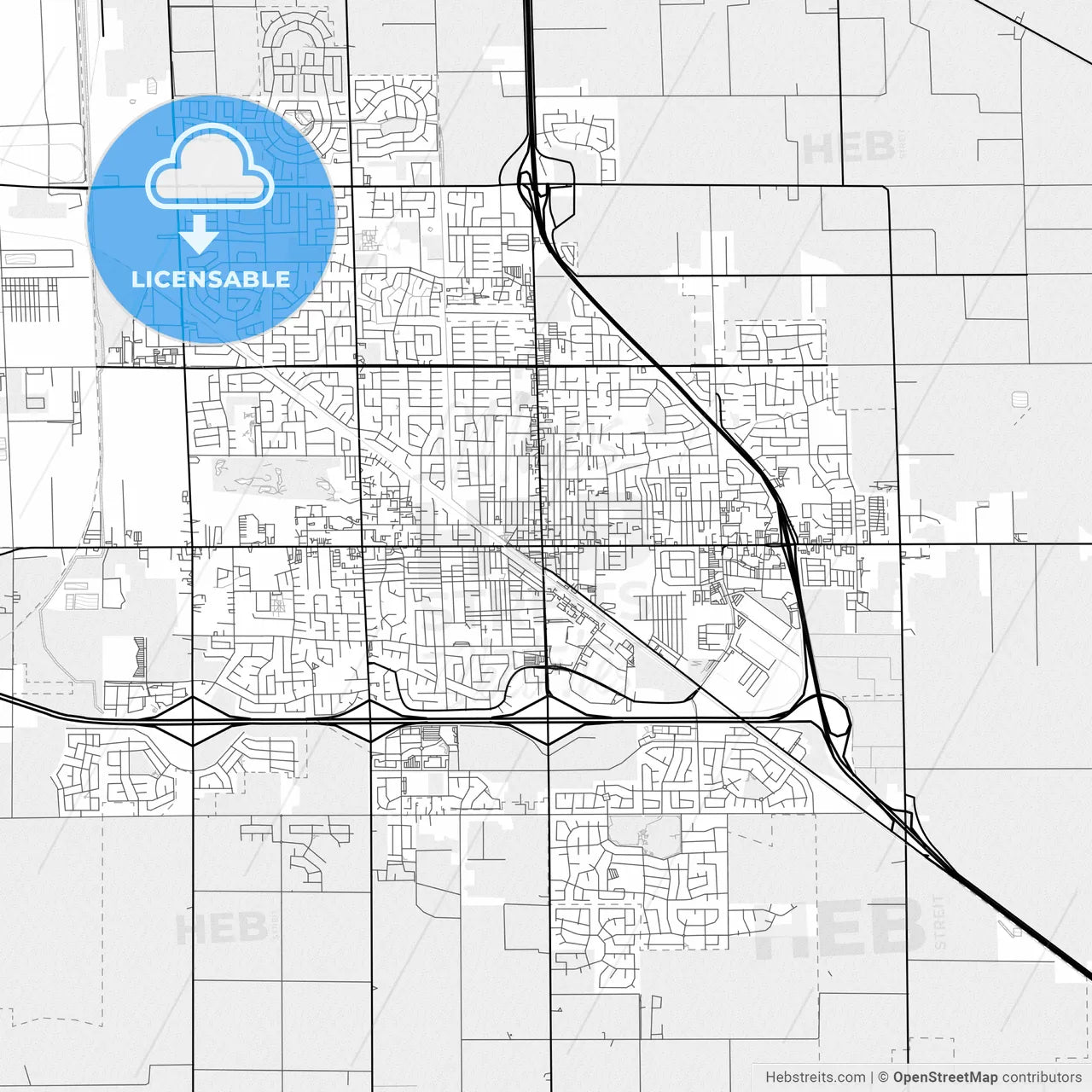 Vector PDF map of Manteca, California, United States
