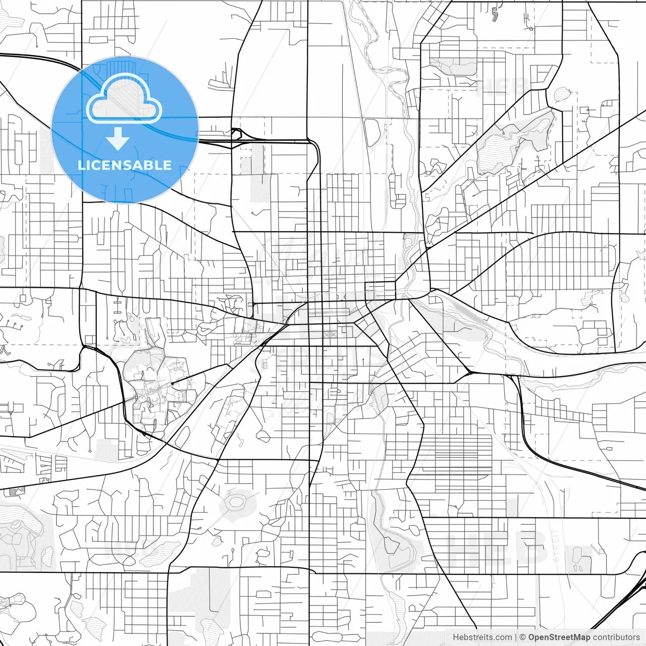 Vector PDF map of Kalamazoo, Michigan, United States