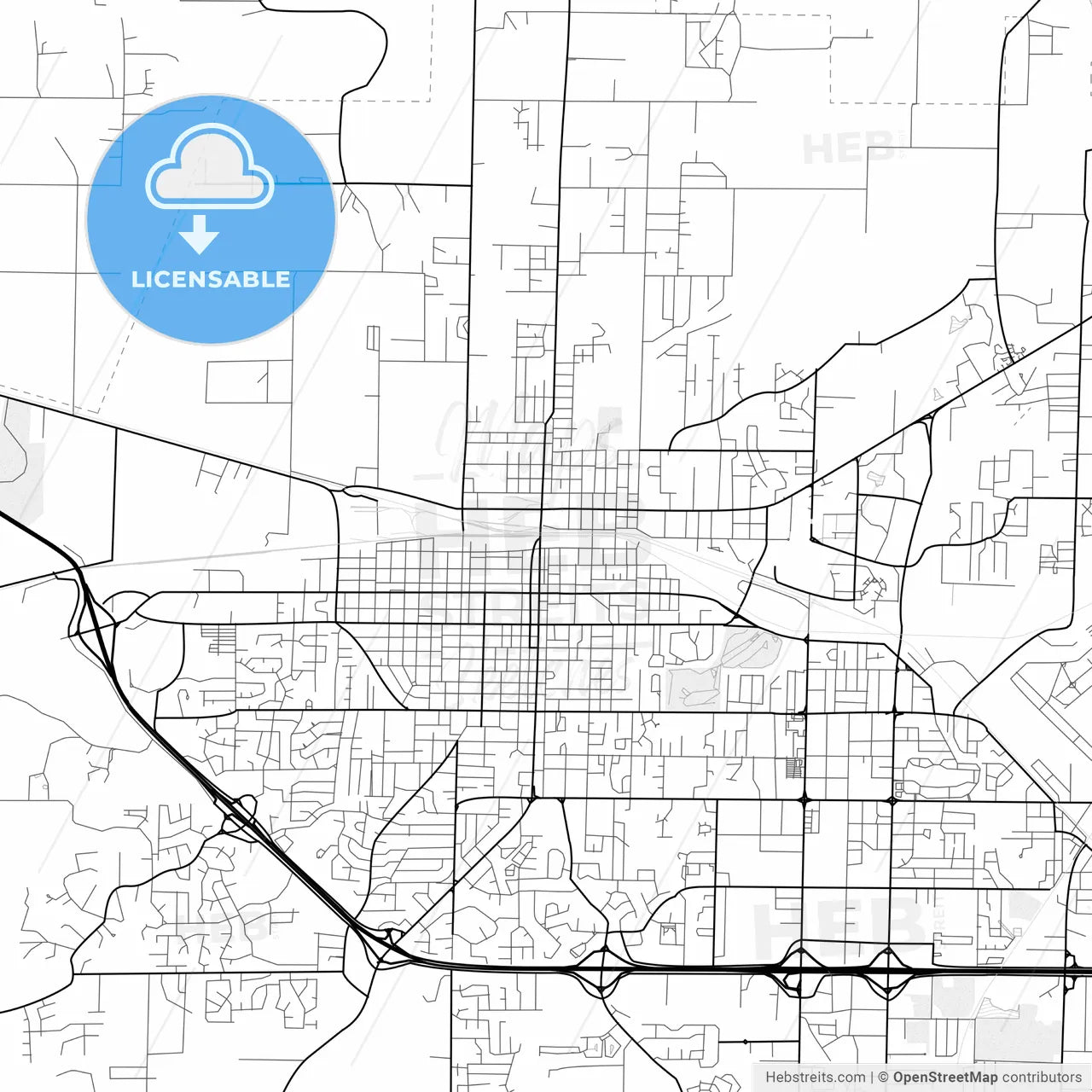 Vector PDF map of Jonesboro, Arkansas, United States