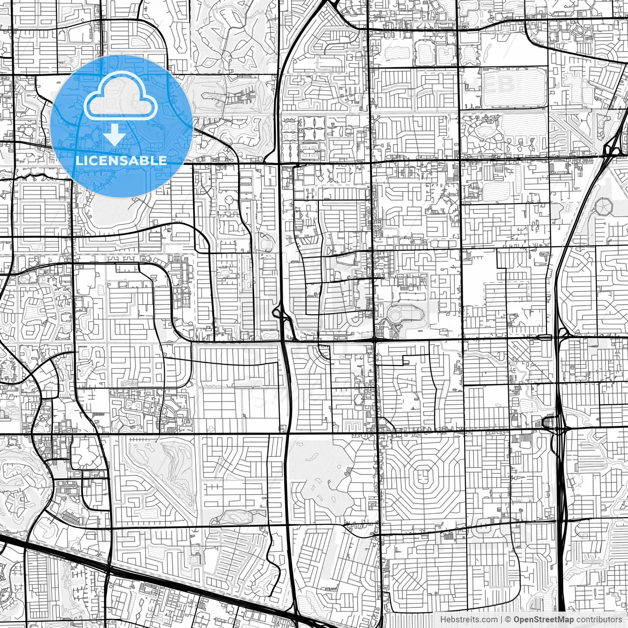 Vector PDF map of Lauderhill, Florida, United States