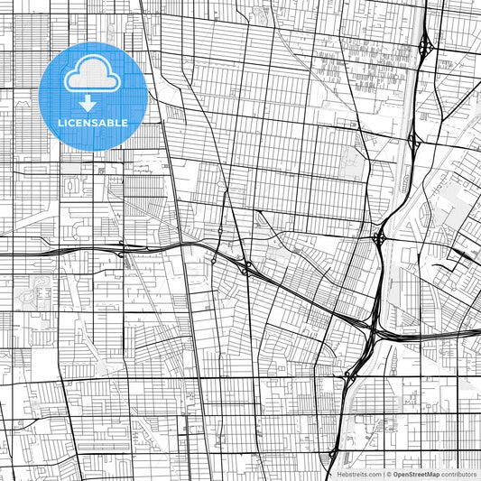 Vector PDF map of Lynwood, California, United States