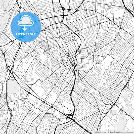 Vector PDF map of Passaic, New Jersey, United States
