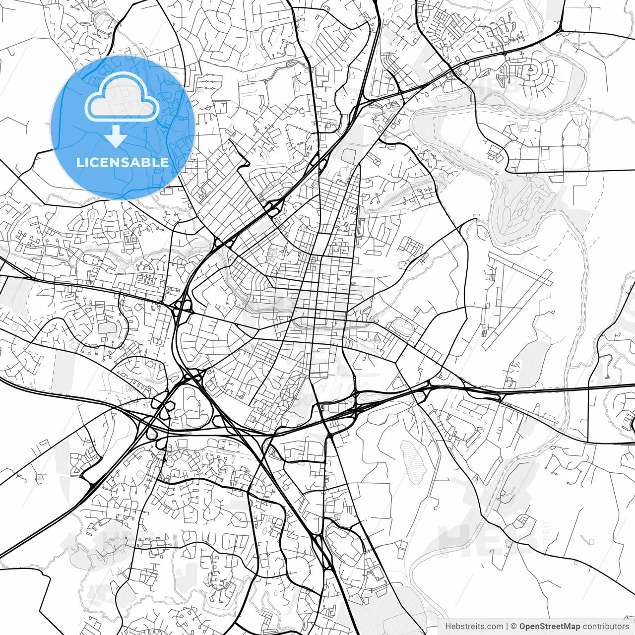 Vector PDF map of Frederick, Maryland, United States