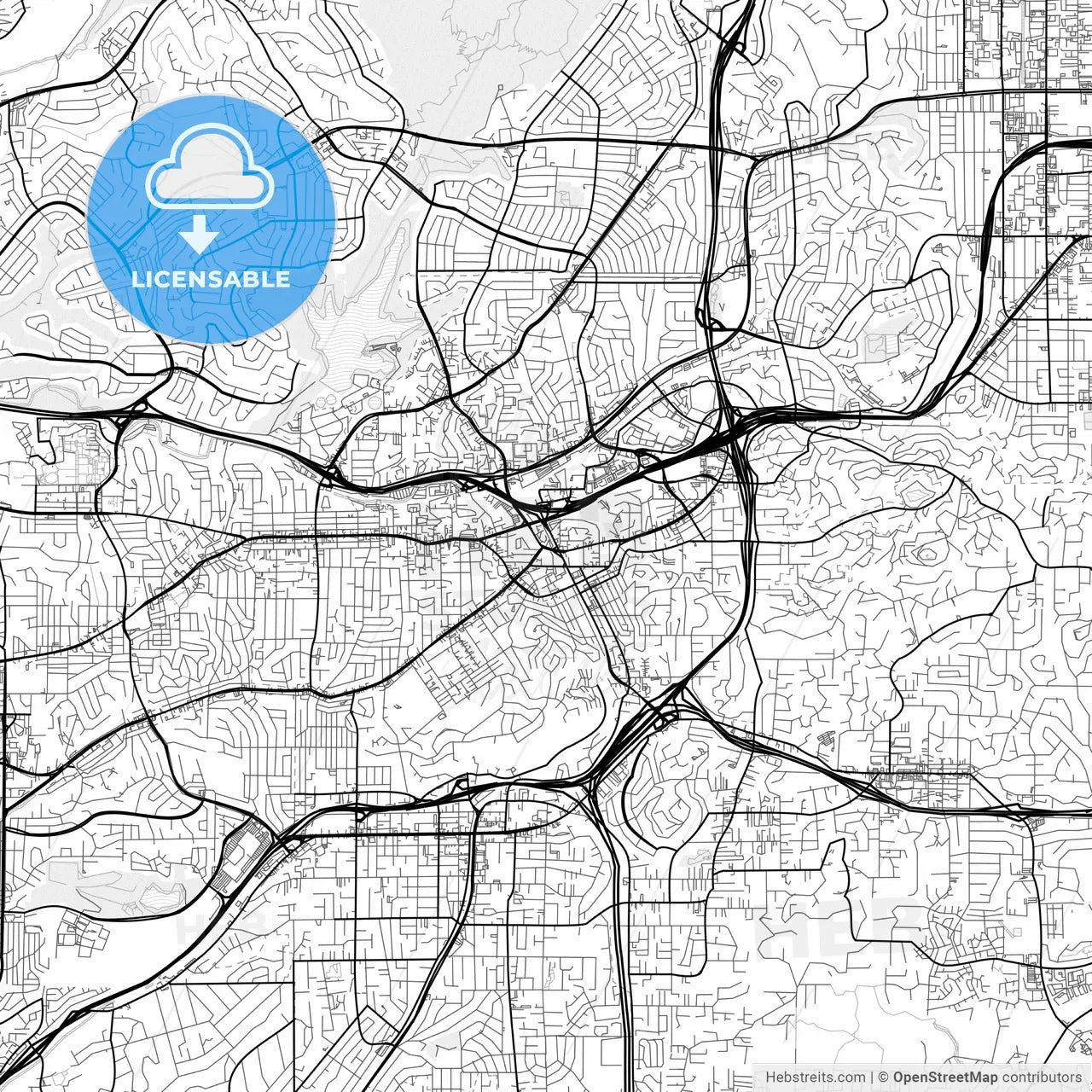 Vector PDF map of La Mesa, California, United States