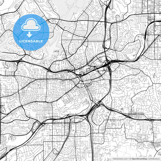 Vector PDF map of La Mesa, California, United States