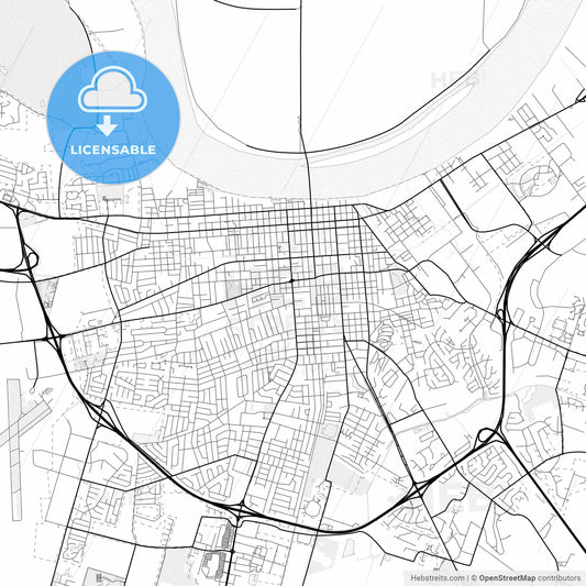 Vector PDF map of Owensboro, Kentucky, United States