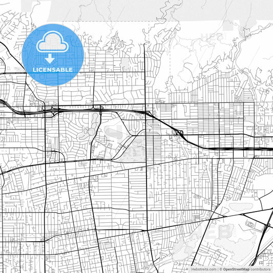 Vector PDF map of Arcadia, California, United States