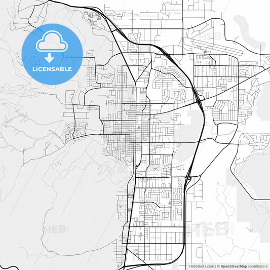 Vector PDF map of Carson City, Nevada, United States