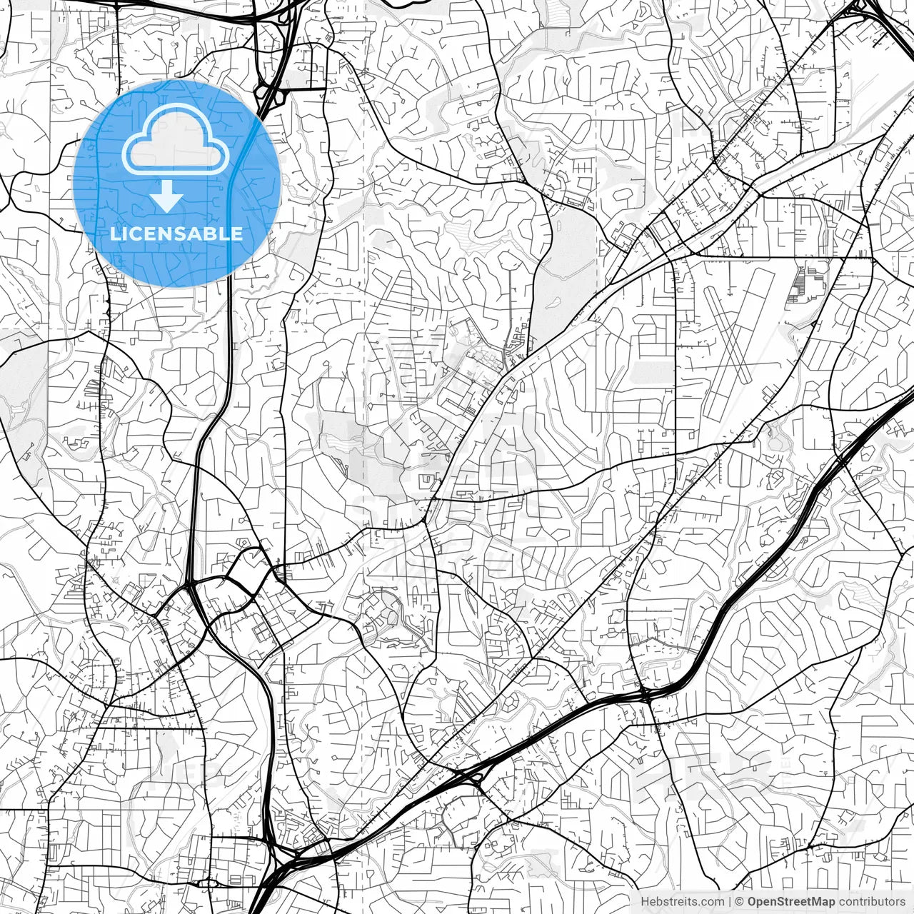 Vector PDF map of Brookhaven, Georgia, United States