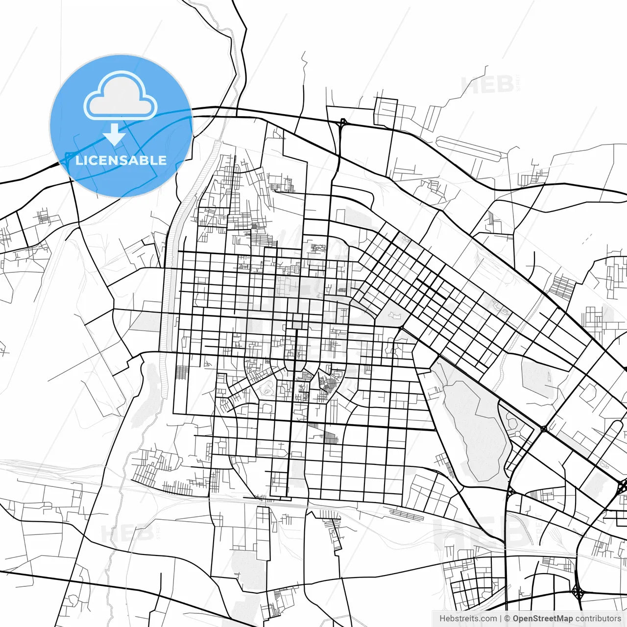 Vector PDF map of Baotou, China