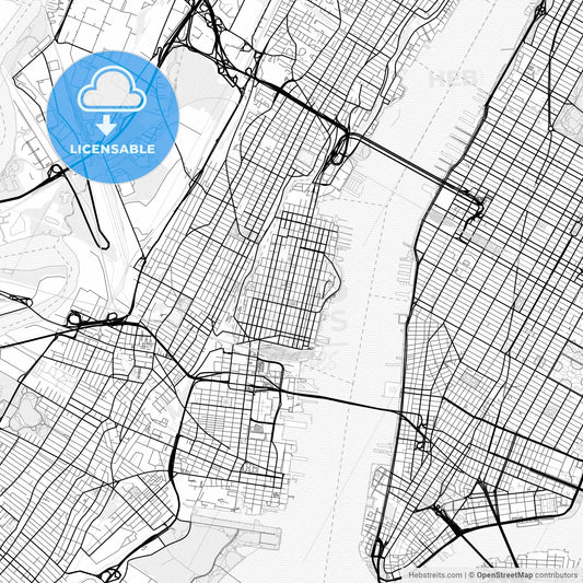 Vector PDF map of Hoboken, New Jersey, United States