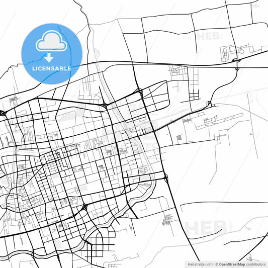 Vector PDF map of Hohhot, China