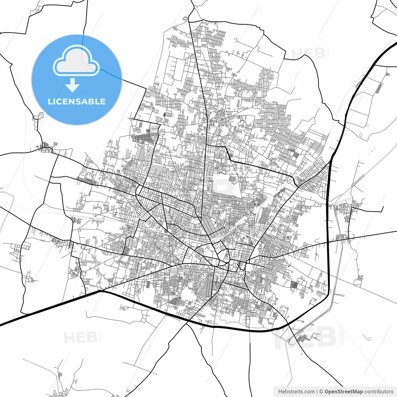 Vector PDF map of Guntur, India