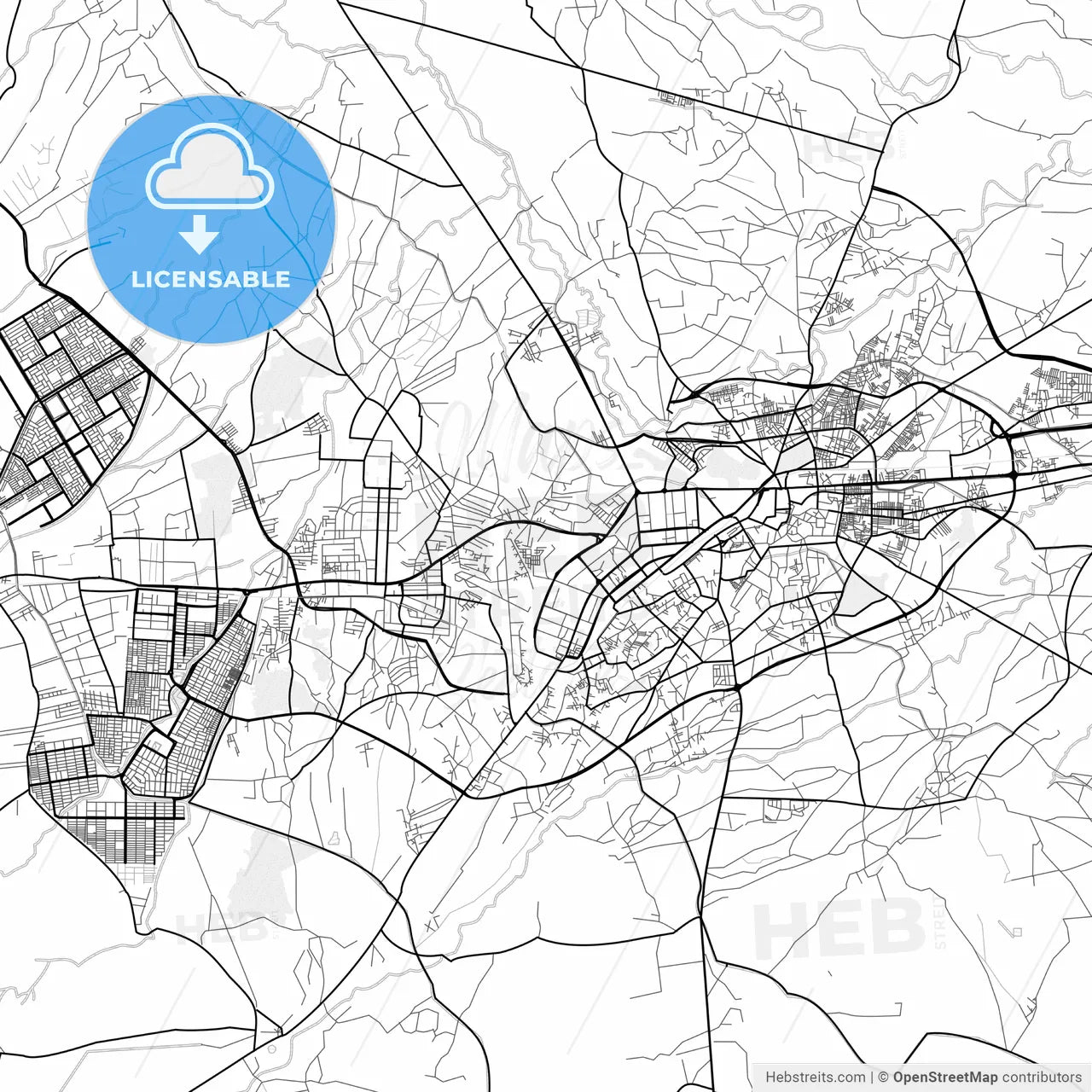 Vector PDF map of Peshawar, Pakistan