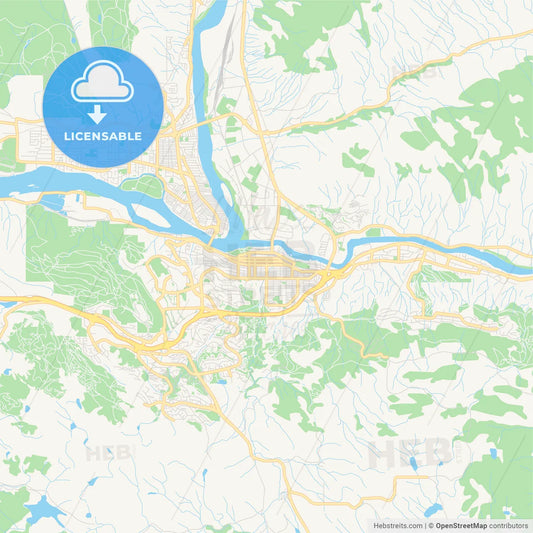 Empty vector map of Kamloops, British Columbia, Canada