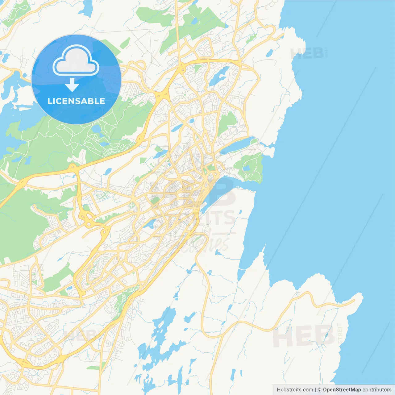 Empty vector map of St. John's, Newfoundland and Labrador, Canada