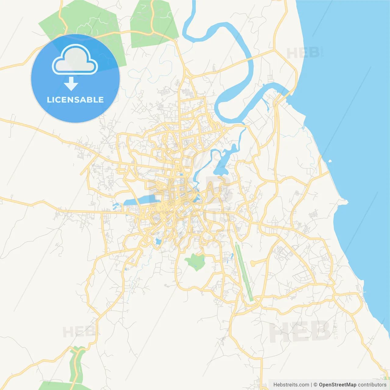 Printable street map of Pangkal Pinang, Indonesia