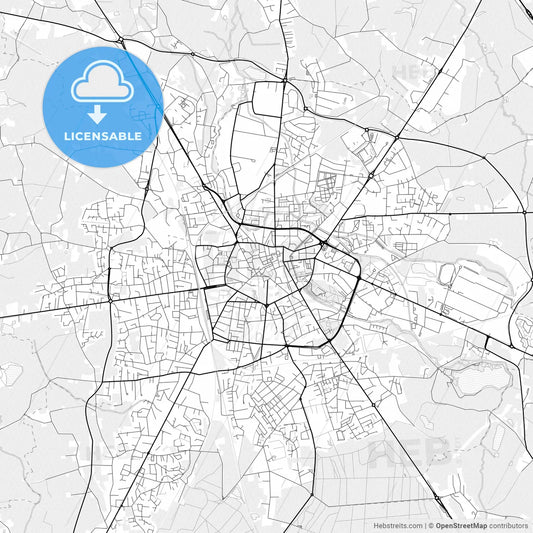 Vector PDF map of Bourg-en-Bresse, France