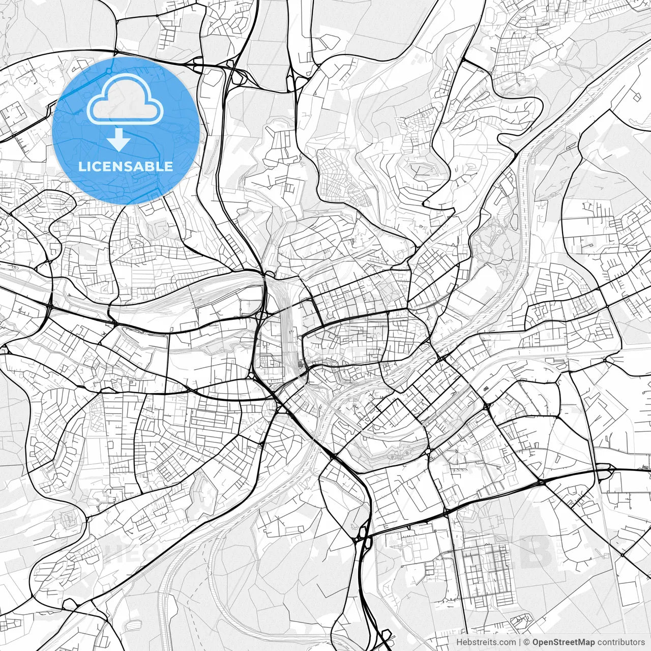 Vector PDF map of Ulm, Germany