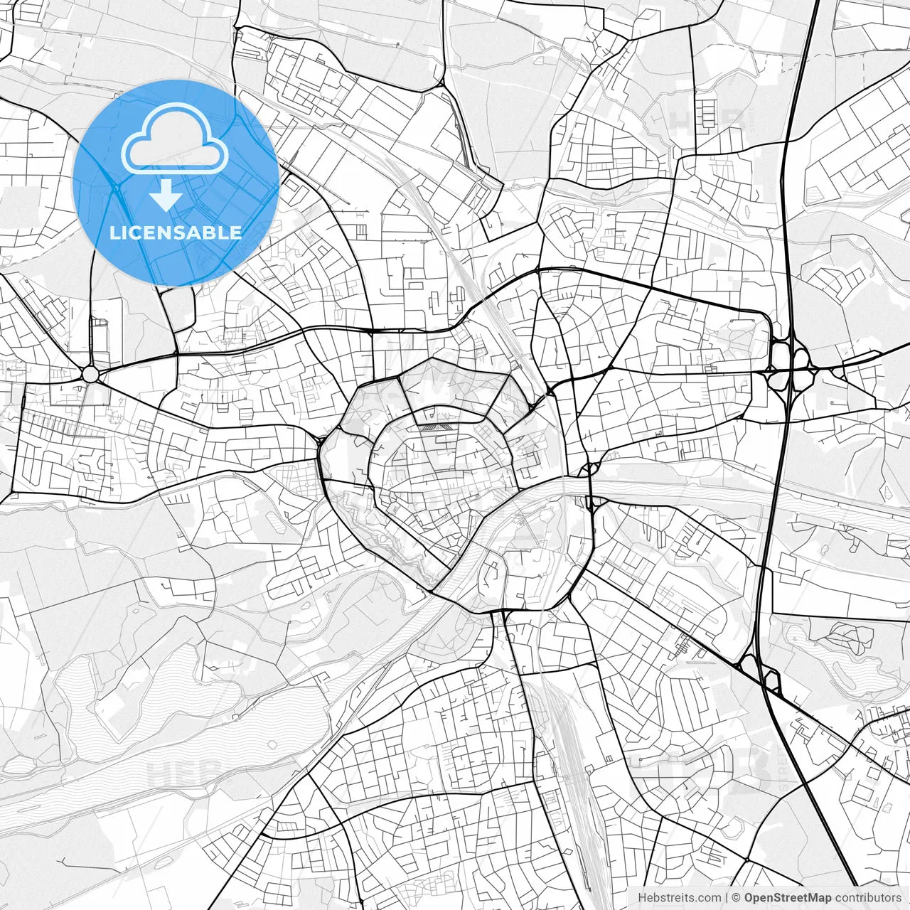 Vector PDF map of Ingolstadt, Germany