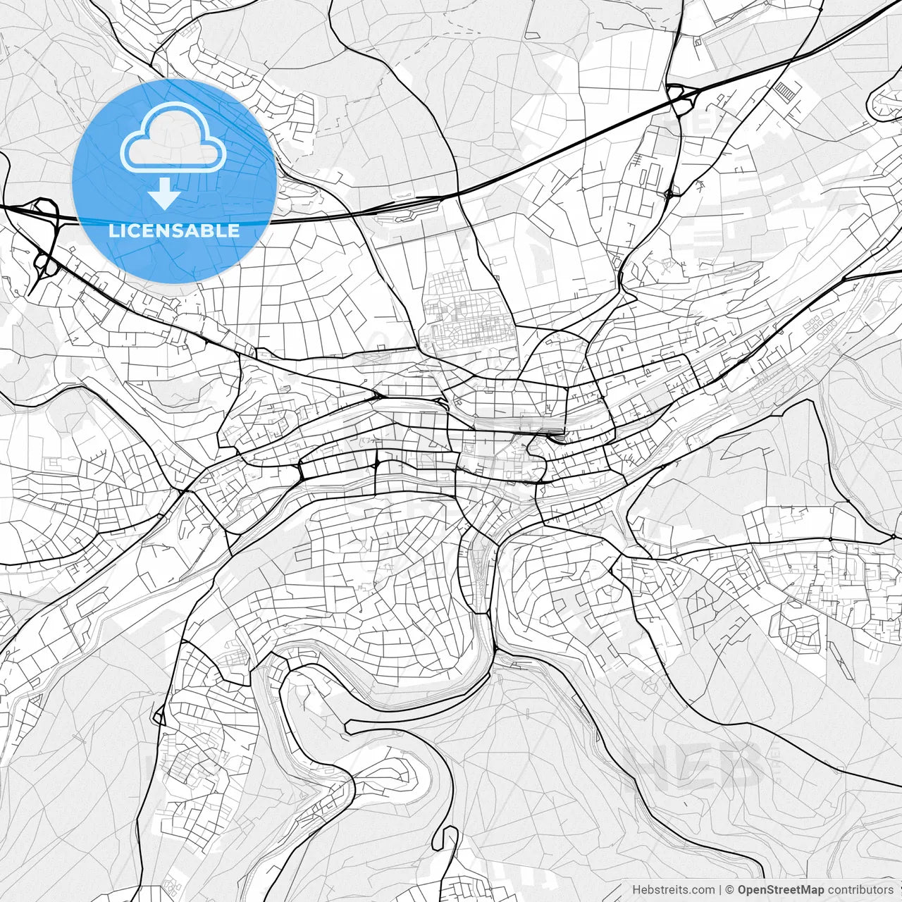 Vector PDF map of Pforzheim, Germany