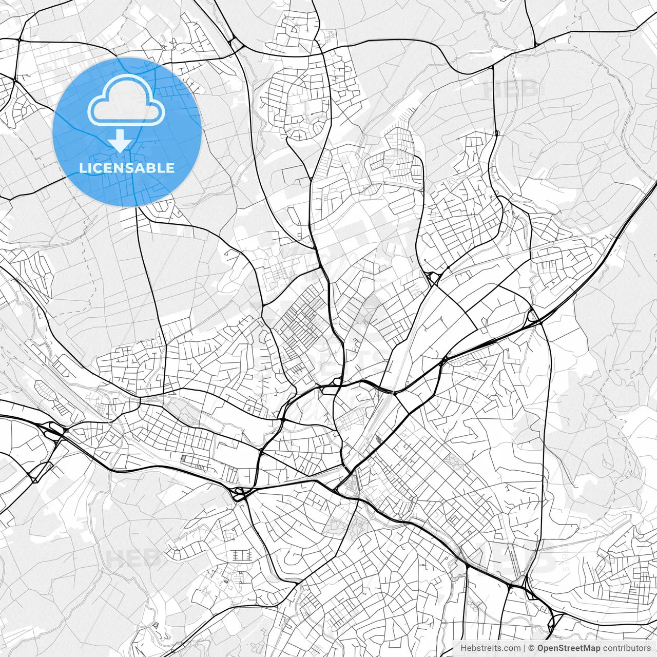 Vector PDF map of Reutlingen, Germany